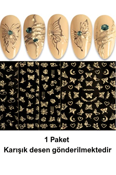 Sibelon 3d Kabartmalı Tırnak Sticker Kendinden Yapışkanlı Tırnak Dövmesi Takma Tırnak Süsleme