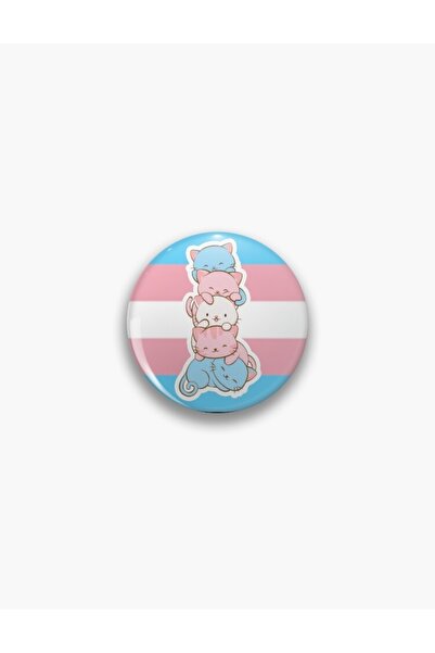 fırsatlar diyarı Transgender Pride Flag Cute Kawaii Cats Buton Rozet