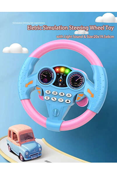 Choice عجلة قيادة محاكاة كهربائية لامعة للأطفال باللون الوردي، قطعة واحدة، مع لوحة صوت وإضاءة بنمط عشوائي