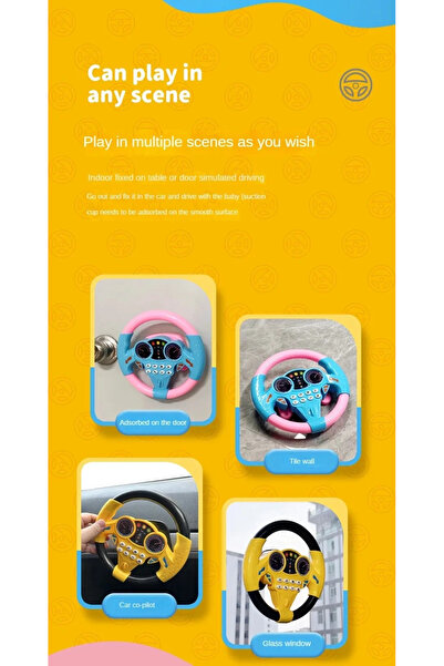 Choice عجلة قيادة محاكاة كهربائية لامعة للأطفال باللون الوردي، قطعة واحدة، مع لوحة صوت وإضاءة بنمط عشوائي