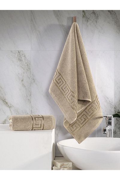 Karna Home Cotton Single Jacquard Greek Towel Beige 70 X 140 cm