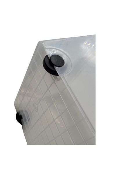 SUPPLIER Clear Plastic Storage Container with Wheels and Lid, Portable & Stackable | Lock Lid Organizing Cont