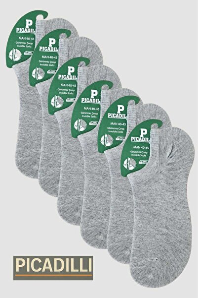 Picadilli Pack of 6 Sneakers Men's Socks Bamboo Comfortable Invisible Socks Gray