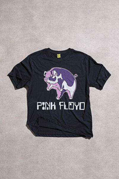 Overdrive Tricou Pink Floyd „Flying Pig” Retro Rock Regular Fit cu mânecă scurtă