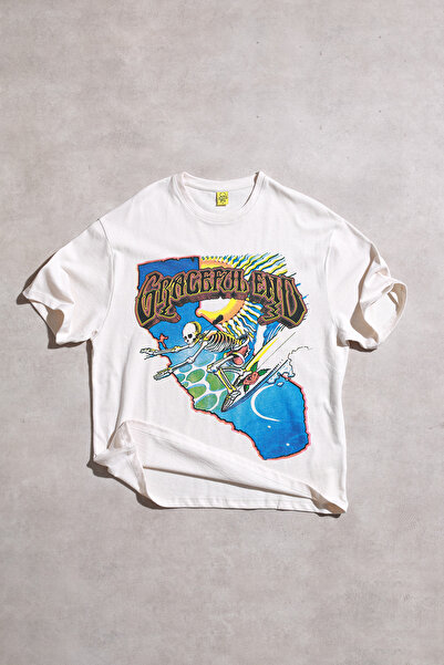 Overdrive The Graceful Dead Surfer Oversize Kısa Kollu Off White TShirt