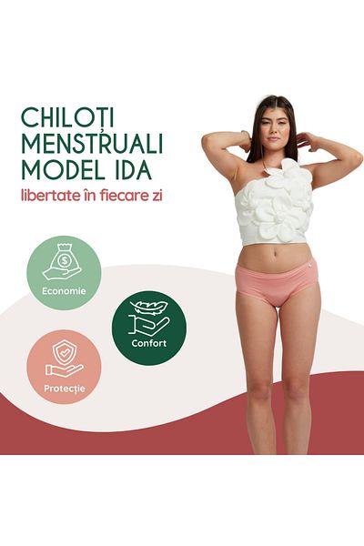 FemiEko Femi.Eko® Ida – Chiloți Menstruali Hipster din Bumbac & Cânepă