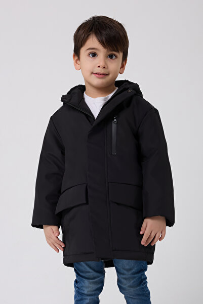 freemen Erkek Çocuk Siyah Kürklü Su Ve Rüzgar Geçirmez Kapüşonlu 3 Kışlık Mon...