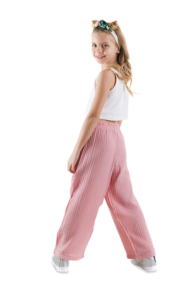 Denokids Set pantaloni roz de muselina pentru fete cu flori