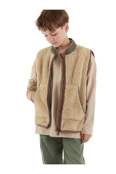 Denokids Boy's Brown Plush Vest