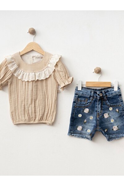 Cherrys Bebek Muslin Rose kratke hlače set