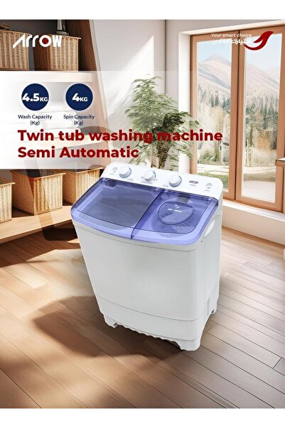ARROW Top Loading Semi Automatic Washing Machine 4.5 Kg, White, RO-06TTB