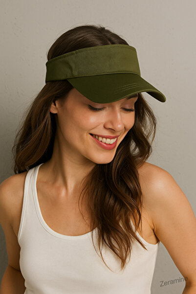 ZERAMİNE Pălărie kaki cu protecție UV, vizor, pălărie de tenis, reglabilă din spate