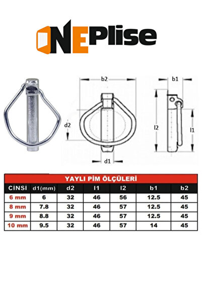 oneplise sineklik sistemleri 8 Mm Traktör Pimi Yaylı Pim Kaliteli Çelik (10 ADET)