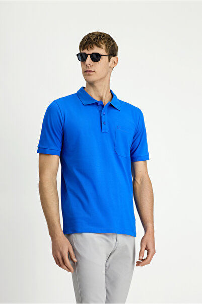 Kiğılı Μπλουζάκι με κέντημα από βαμβακερό κέντημα με κανονική εφαρμογή, μη κυρτό μπλουζάκι με γιακά πόλο