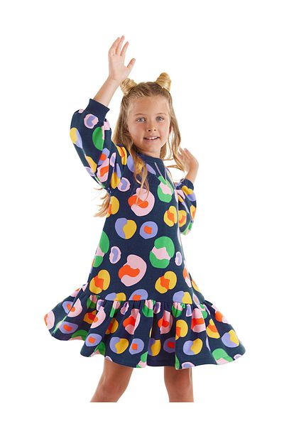 MSHB&G Colorful Floral Girl's Navy Blue Dress