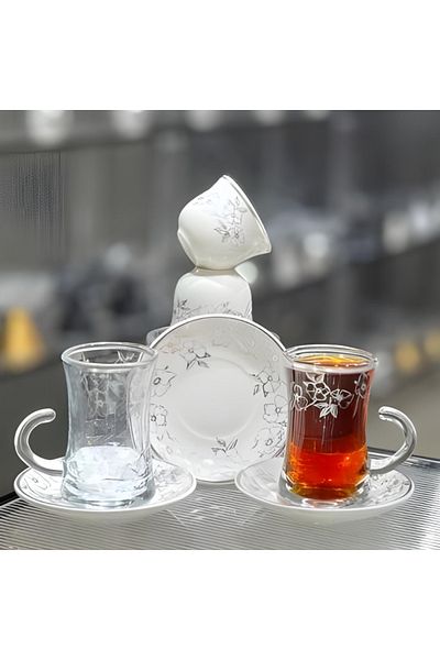Generic 36-piece engraved cup and saucer set