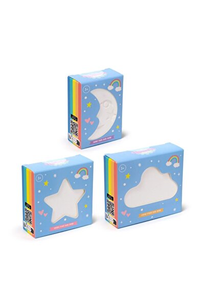 Puckator Set 3 Bombe de baie, pentru copii, plutitoare, Magic Rainbow, Stea, Nor și Lună, 3 x 110 g