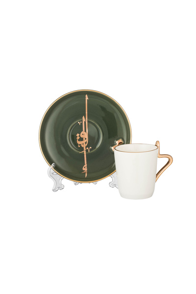Dania Turkish coffee cup set made of porcelain with a beautiful and elegant engraving, consisting of 6 cups and 6 porcelain saucers
