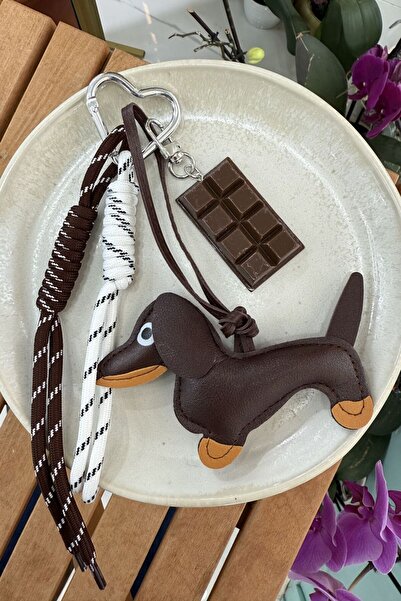 My Joyas Design ميدالية مفاتيح على شكل كلب وشوكولاتة وحقيبة إكسسوار