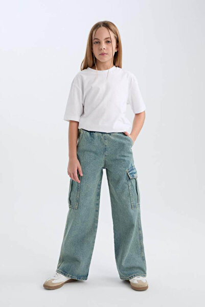DeFacto Weite Jeanshose mit weitem Bein und Cargotaschen für Mädchen 3163943