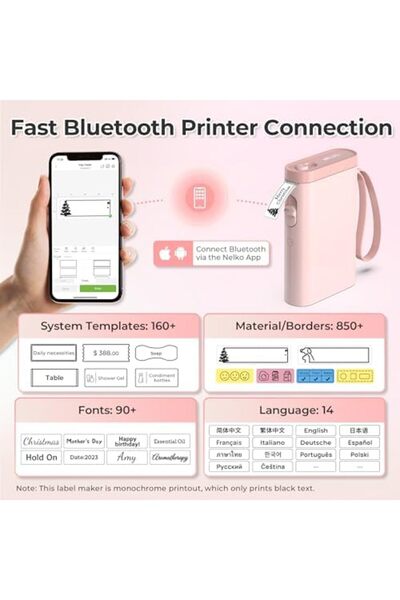 Nelko Bluetooth P21 Label Printer, Portable Self-Adhesive Labelling Device, Wireless Mini Printer fo