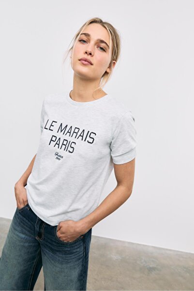 Stradivarius Embroidered slogan t-shirt