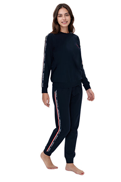 U.S. Polo Assn. Kadın Uzun Kollu Pamuklu Lastikli Paça Şık ve Rahat Pijama Ta...