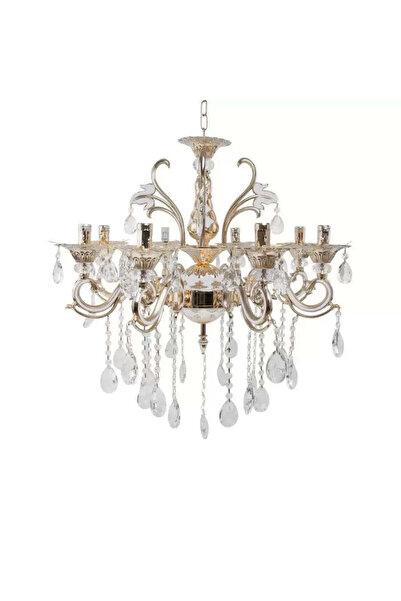 Alessandro DESIGN Candelabru Ludovico, 8*E14, Auriu, Metal si Cristal
