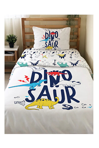 Evmila Dinozor Desenli Tek Kişilik 160x220 Cm Bebek Ve Çocuk Nevresim Seti - ...