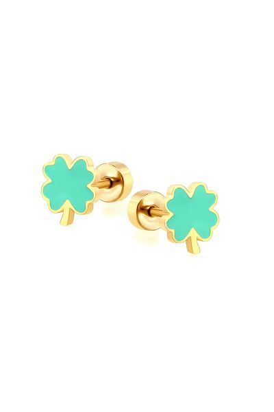 Munels Clover Model Steel Children's Earring - Screw Closure