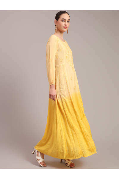 alaya Hand Embroidered Chikankari Modal Ombre Jalabiya-AL4018