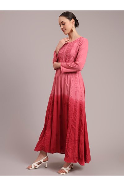 alaya Hand Embroidered Chikankari Modal Ombre Jalabiya-AL4018