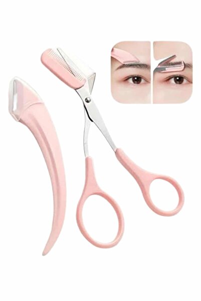 FrereConception Scalloped Eyebrow Scissors and Razor Set Eyebrow Trimming Scissors Eyebrow Mustache Removal Tool