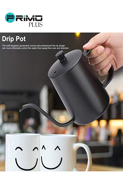 Primo Plus Hand Drip Gooseneck Tea Pot Black 600ml