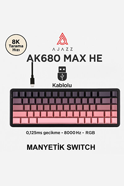 Ajazz AK680 Max Rapid Trigger Manyetik Switch Kablolu Mekanik Klavye RGB 0.125 MS Ultra Düşük Gecikme