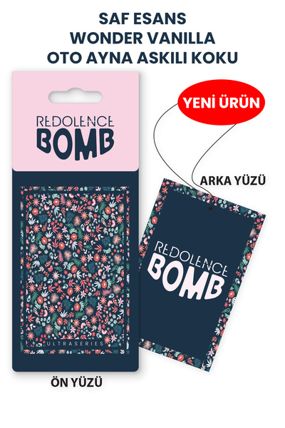 Redolence Bomb Oto ayna askılı ipli kalın karton koku 10x6,5cm Saf Esans Wond...