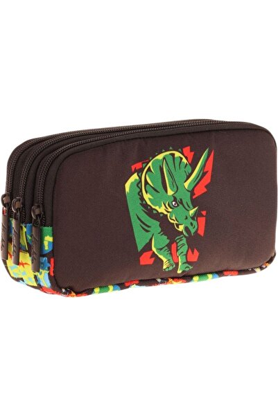 KAUKKO Τσάντα μολυβιών για παιδιά με 3 θήκες (δερμάτινο Spaceship)krn-L8263