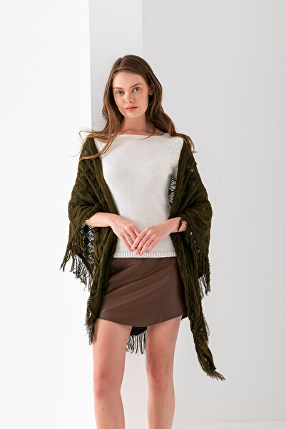 VEGA MODA شال كتف مثلث مزين بشراشيب منسوج يدويًا من Ajur – شال بوهو مثلثي من ...