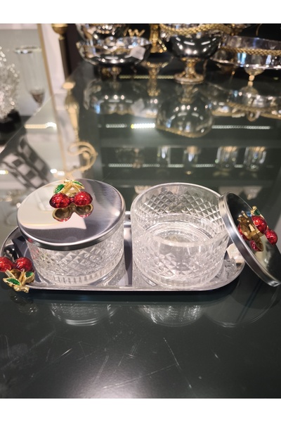 P&ORA PREMIUM KITCHEN PRODUCTS P&Ora Cherry 2-Piece Tray Snack Bowl for Breakfast