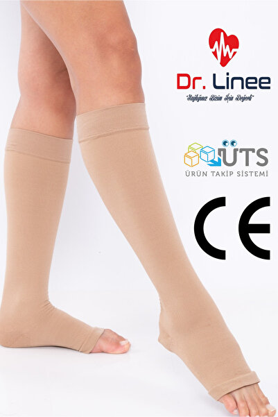 DR LİNEE Diz Altı Çorabı Orta Basınç Burnu Açık (TEN RENGİ) (ÇİFT BACAK)