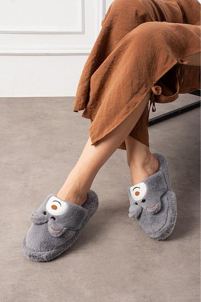 Slipcat Women's Panda Figured Silent Sole Plush House Slippers