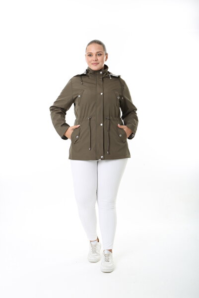 TUTveAL Collection Water Resistant Trench Coat, Hooded, Plaid, Khaki Trench Coat Bonded Fabric Trench Coat