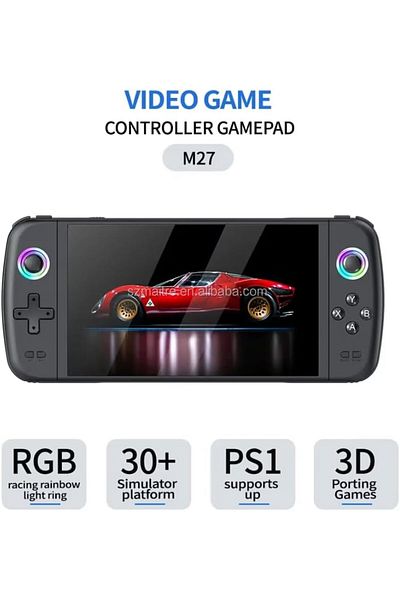 Shopi وحدة تحكم ألعاب محمولة M27 - شاشة IPS مقاس 7 بوصات، بطاقة TF سعة 64 جيجابايت، أكثر من 30 محاكيًا، أضواء عصا التحكم RGB، 3
