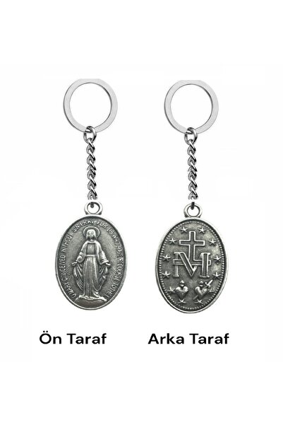 Herşey Nota Breloc din metal cu două fețe Miraculous Medal – Accesoriu religios și vintage unisex