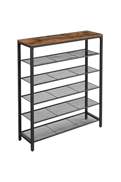 VASAGLE Suport pentru pantofi cu 5 rafturi și raft superior, 100x30x110 cm, m...