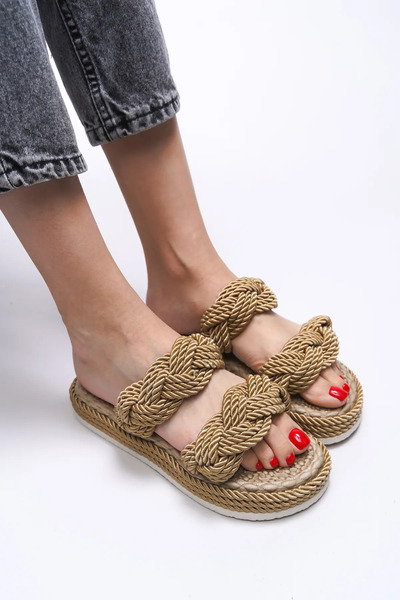 Ernixs Moda Summer Women's Twisted Rope Slippers