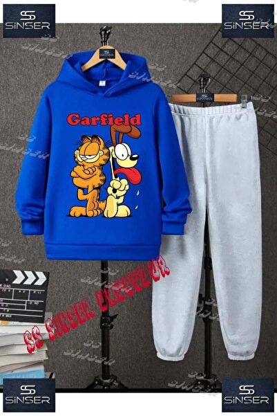 SS SİNSER طقم بدلة رياضية بغطاء للرأس مطبوع حسب الطلب للأطفال للجنسين "GARFIE...