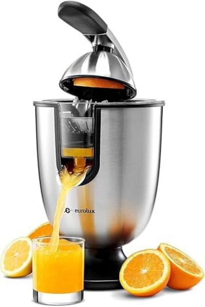 Shopi Eurolux ELCJ-1700 Electric Citrus Juicer Squeezer, for Orange, Lemon, Grapefruit, Stainless Steel 16
