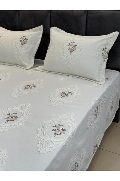 BERRY Ottoman Nakışlı Pike Takımı 260/260 cm pembeçiçek