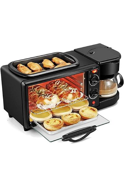 Shopi 3 in 1 Breakfast Station, Portable 12 Litre Oven Breakfast Maker with Coffee Machine, Toaster Oven F